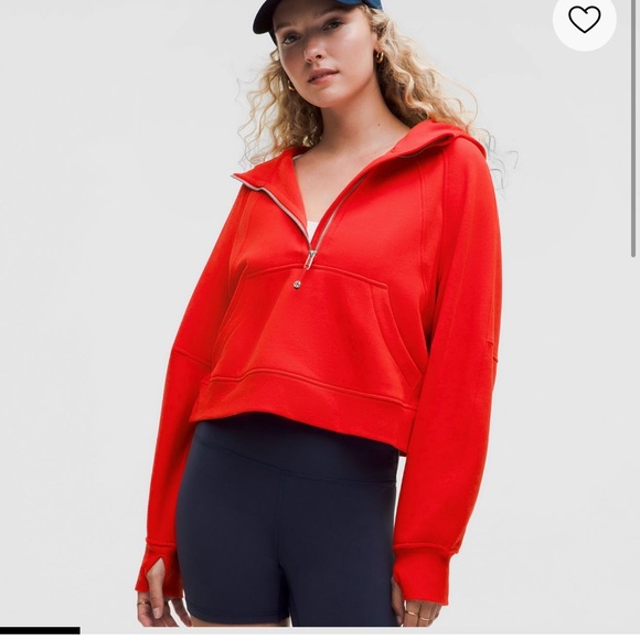 lululemon athletica Tops - NWT - Lululemon Athletica Oversized Half Zipped Hoodie Red Hot Heat -M/L